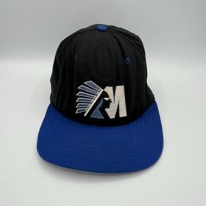 Vintage New Era Minor League Baseball Snapback Hat Black Blue M Logo Made in USA